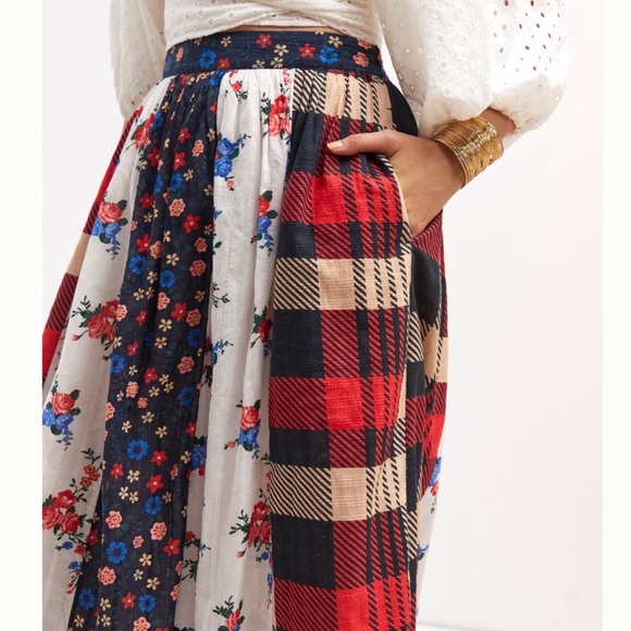 Anthropologie * Let Me Be* ALINE Contrast Mix Print Maxi Skirt XS - Picture 4 of 11
